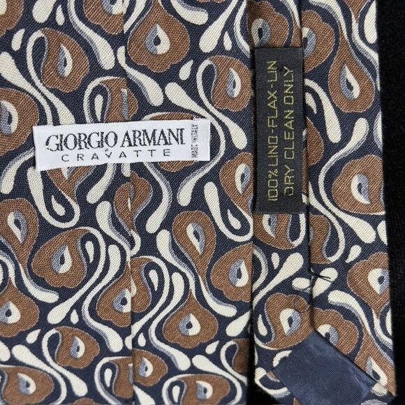 Giorgio Armani 100% Linen Designer Tie - Picture 3 of 3